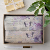 Papier Mousseline Oiseau illustré avec fleurs en colage violet (Cadeau)