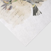 Papier Mousseline Oiseau Musique Iris Fleur Aquarelle Découpage (Détail)