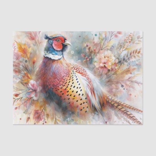 Papier Mousseline Oiseau Pheasant D'Automne Parmi Le Liquide D'Autom (Recto)