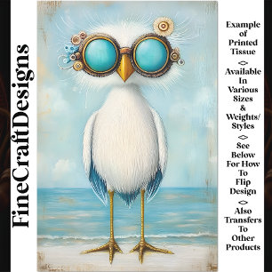 Papier Mousseline Oiseau Steampunk Fantaisiste au Bord de Mer BS5 De