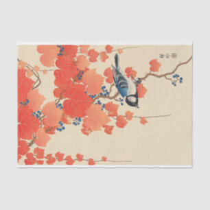 Papier Mousseline Oiseau sur le lierre rouge, Koson, Ukiyoe