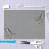 Papier Mousseline Oiseau vintage et branches (Artisanat)