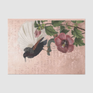 Papier Mousseline Oiseau vintage floral tropical