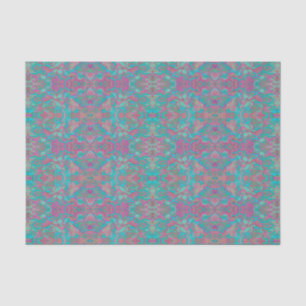 Papier Mousseline Oiseaux Arabesque Bohème Bohème Turquoise Motif