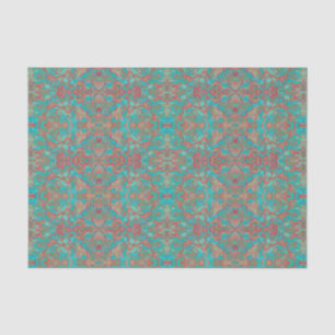 Papier Mousseline Oiseaux Arabesque Bohème Bohème Turquoise Rouge Ve