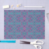 Papier Mousseline Oiseaux Arabesque Bohème Turquoise Purple Fuchsia (Artisanat)