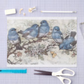 Papier Mousseline Oiseaux bleus (Artisanat)