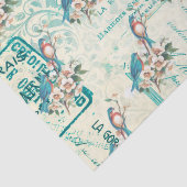 Papier Mousseline Oiseaux Bleus vintages Sur Ephémère Française (Détail)