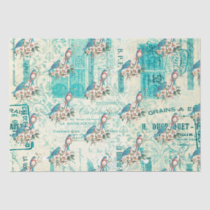 Papier Mousseline Oiseaux Bleus vintages Sur Ephémère Française