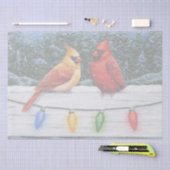 Papier Mousseline Oiseaux cardinaux et lumières de Noël (Artisanat)