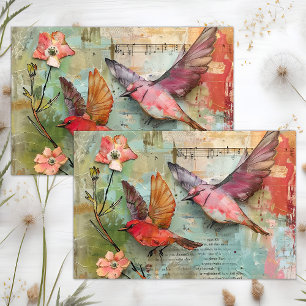 PAPIER MOUSSELINE OISEAUX COLORÉS DÉCOUPAGE MÉDIA