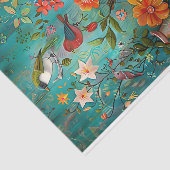 PAPIER MOUSSELINE OISEAUX COLORÉS ET FLEURS DÉCOUPAGE TISSU PAPIER (Détail)