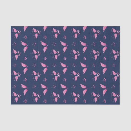 Papier Mousseline Oiseaux d'amour motif flamant rose Saint-Valentin (Recto)