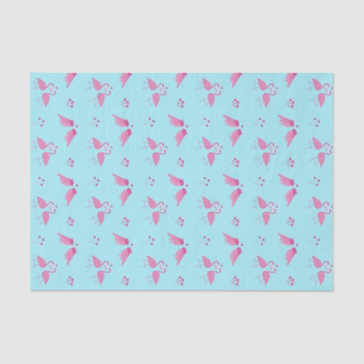 Papier Mousseline Oiseaux d'amour motif flamant rose Saint-Valentin (Recto)