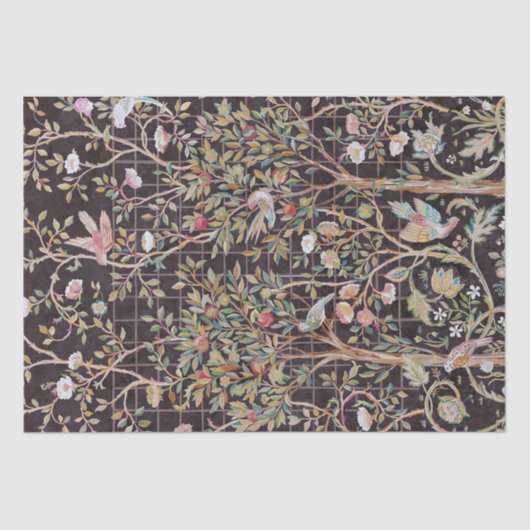 Papier Mousseline Oiseaux dans le Jardin des Fleurs, William Morris (Recto)