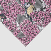 Papier Mousseline Oiseaux dans le jardin lilas rose (Détail)