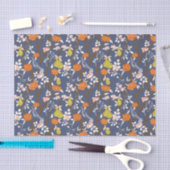 Papier Mousseline Oiseaux de la Chinoiserie Bleue et Orange (Artisanat)