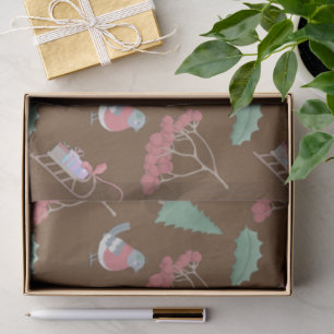 Papier Mousseline Oiseaux de Noël et daims