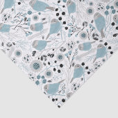 Papier Mousseline Oiseaux de poulet Fleurs gris bleu mignonnes Berri (Détail)