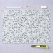 Papier Mousseline Oiseaux de poulet Fleurs gris bleu mignonnes Berri (Artisanat)