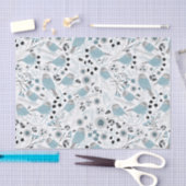 Papier Mousseline Oiseaux de poulet Fleurs gris bleu mignonnes Berri (Artisanat)