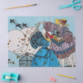 PAPIER MOUSSELINE OISEAUX DE PRINTEMPS ET DAMES, MODE DE BEAUTÉ ART  (Artisanat)