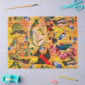 Papier Mousseline OISEAUX DE PRINTEMPS, PÊCHEURS, FRUITS Notes music (Artisanat)