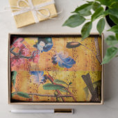 Papier Mousseline OISEAUX DE PRINTEMPS, PÊCHEURS, FRUITS Notes music (Cadeau)