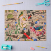 Papier Mousseline OISEAUX DE PRINTEMPS, PÊCHEURS, FRUITS Notes music (Artisanat)