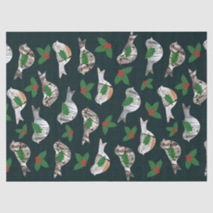 Papier Mousseline Oiseaux d'écorce rustiques Red Holly Berry Noël
