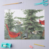 Papier Mousseline Oiseaux d'hiver Forêt Cardinal Pickadee Nuthatch (Artisanat)