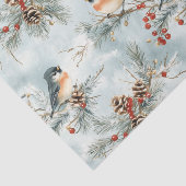 Papier Mousseline Oiseaux d'hiver Motif avec Pinecones et neige (Détail)