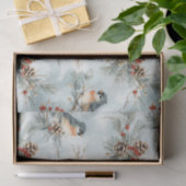 Papier Mousseline Oiseaux d'hiver Motif avec Pinecones et neige (Cadeau)