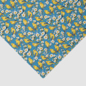 Papier Mousseline Oiseaux D'Or Jaune Sur Branches Avec Faisceaux (Détail)