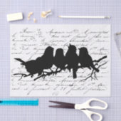 Papier Mousseline Oiseaux en Branche Découpage en silhouette noire F (Artisanat)
