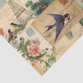 Papier Mousseline Oiseaux et cartes postales Collage Ephemera Papier (Détail)