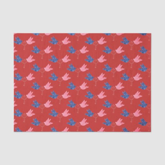 Papier Mousseline Oiseaux Et Clés (Recto)