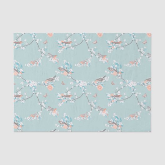 Papier Mousseline Oiseaux et fleurs (Recto)