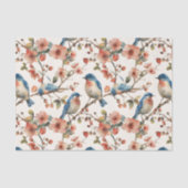 Papier Mousseline Oiseaux et fleurs Aquarelle Vintage (Recto)