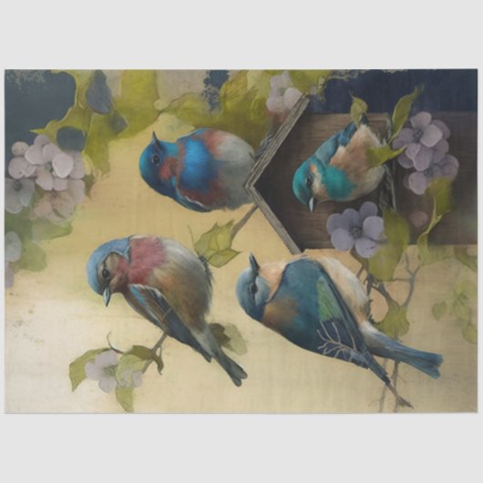 Papier Mousseline Oiseaux et fleurs Ephemera Design Series #7 (Recto)