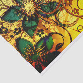 Papier Mousseline Oiseaux et fleurs sur un Arrière - plan jaune (Détail)