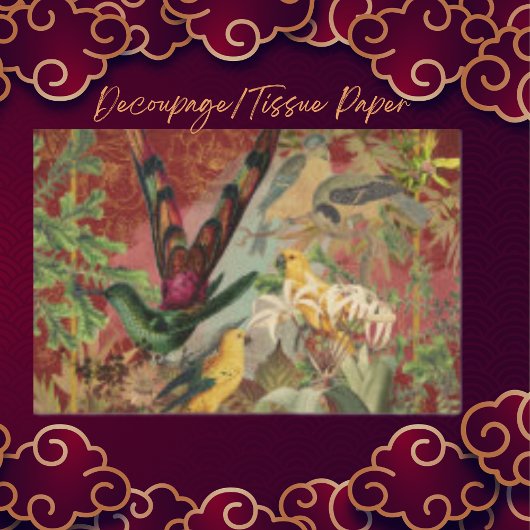 Papier Mousseline Oiseaux et verdure