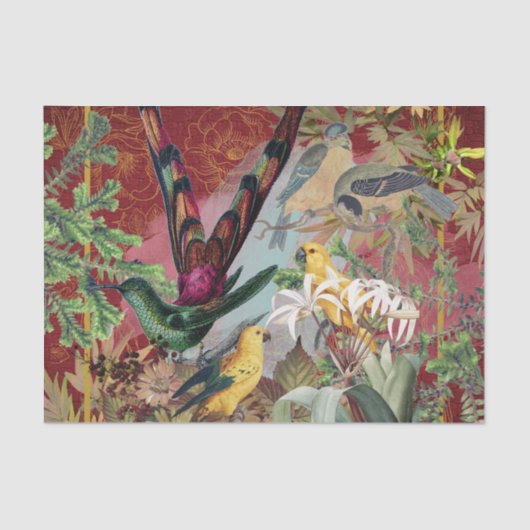 Papier Mousseline Oiseaux et verdure (Recto)