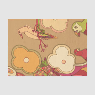 Papier Mousseline Oiseaux Fantaisistes