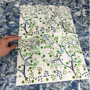 Papier Mousseline Oiseaux fauniques d'Hawaii Fleurs tropicales abstr