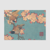 Papier Mousseline Oiseaux Fleurs Hokusai Art Japonais (Recto)