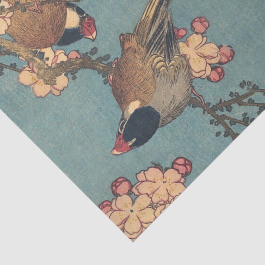 Papier Mousseline Oiseaux Fleurs Hokusai Art Japonais (Détail)
