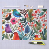 Papier Mousseline Oiseaux floraux colorés (Artisanat)