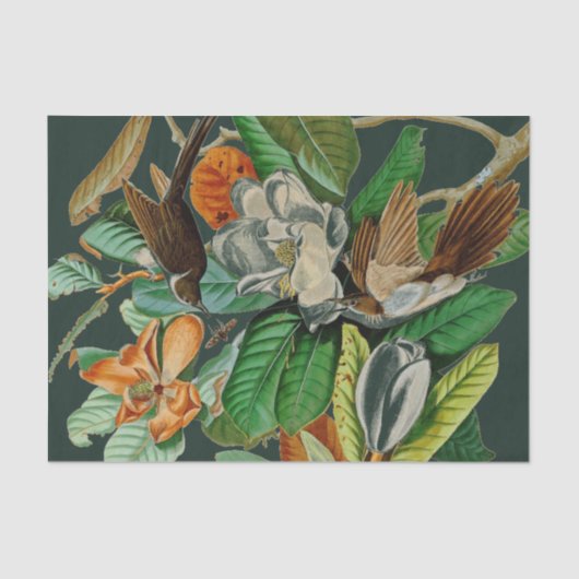 Papier Mousseline Oiseaux floraux Dramatique Découpage Papier de tis (Recto)