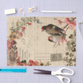 Papier Mousseline Oiseaux floraux Ephémère Découpage papier de tissu (Artisanat)